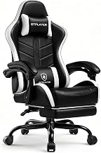GTPLAYER - Silla de juegos para adultos, silla de computadora con reposapiés, blanco nieve