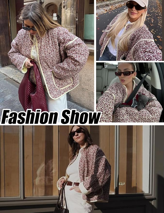Chaqueta corta acolchada acolchada para mujer