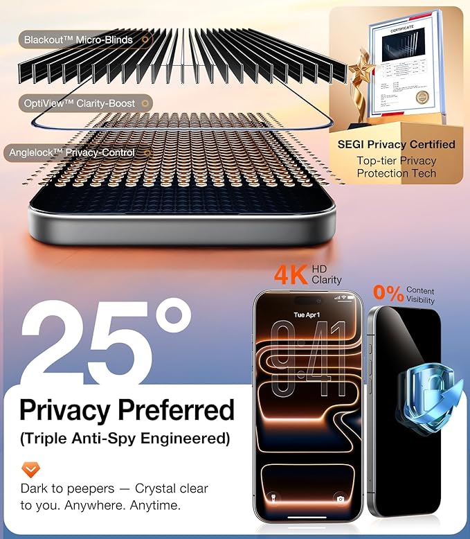 UltraGlass 9H+ Vidrio para iPhone 16 Pro Protector de pantal...