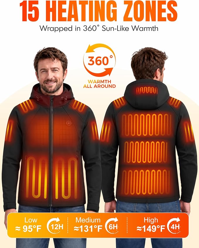 Chaqueta térmica para hombre con batería de 16000 mAh abrigo...