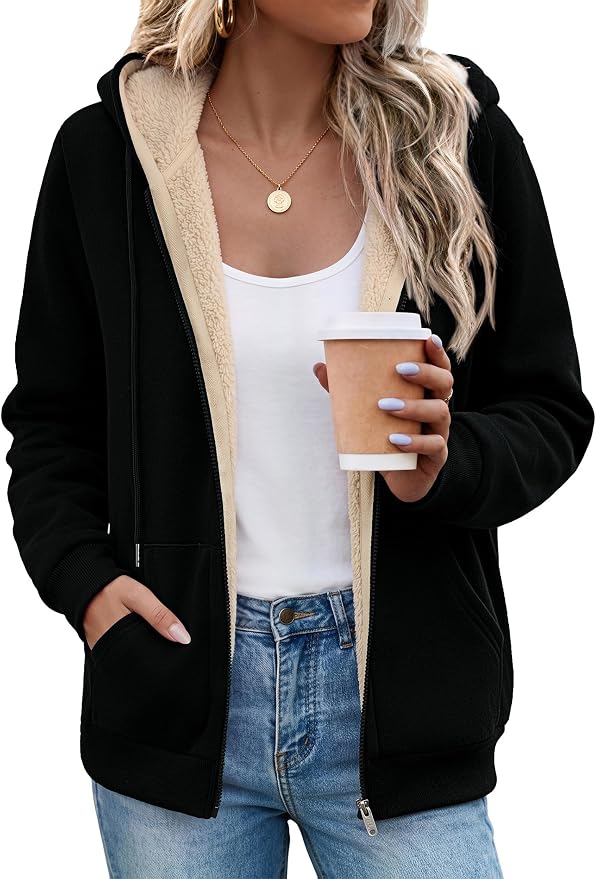 Zeagoo Chaqueta de forro polar Sherpa para mujer