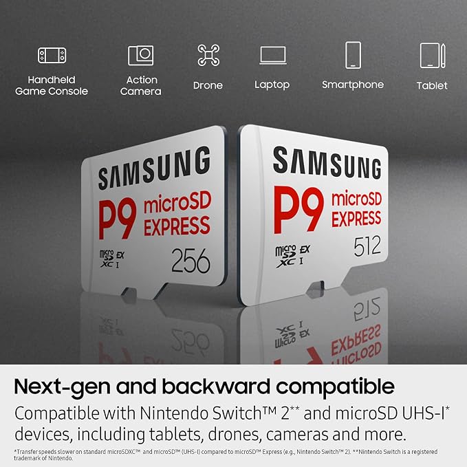 Samsung P9 Express microSDXC 512GB para Nintendo Switch 2