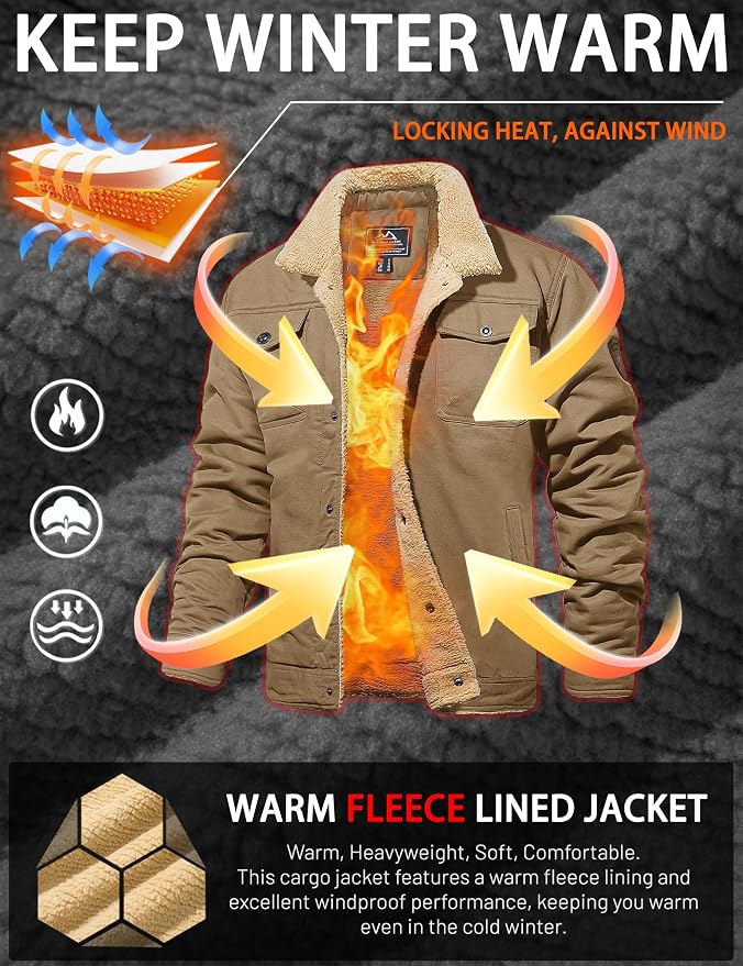 MAGCOMSEN Chaqueta de invierno para hombre con forro de sher...
