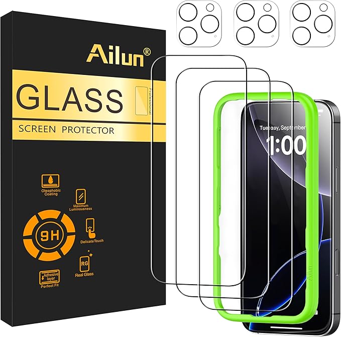 Ailun Paquete de 3 protectores de pantalla para iPhone 16 Pr...