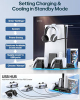 PS5/Slim/Pro Stand and Cooling Station with LED Controller C...