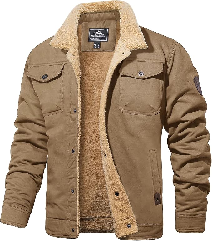 MAGCOMSEN Chaqueta de invierno para hombre con forro de sher...