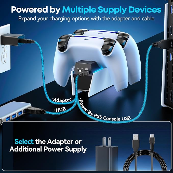 OIVO Cargador de controlador PS5 con adaptador de CA de carg...