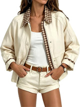 Aimiray Chaqueta corta estilo granero para mujer