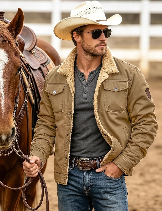 MAGCOMSEN Chaqueta de invierno para hombre con forro de sher...