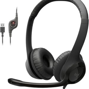 Auriculares con cable Logitech H390 para PC/portátil, auriculares estéreo con micrófono con cancelación de ruido, USB-A, controles en el cable, compatibles con Chromebook - Negro