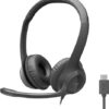 Auriculares con cable Logitech H391 para PC/portátil, auriculares estéreo con micrófono con cancelación de ruido, USB-C, controles en el cable, compatibles con Chromebook - Grafito