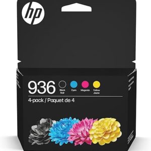 Cartuchos de tinta HP 936 negro, cian, magenta y amarillo (paquete de 4) | Compatibles con OfficeJet 9120, Pro 9110, 9120, 9130 y Wide Format 9730 | Elegibles para Instant Ink | 6C3Z5LN