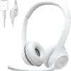 Auriculares con cable Logitech H390 para PC/portátil, auriculares estéreo con micrófono con cancelación de ruido, USB-A, controles en el cable, compatibles con Chromebook - Blanco roto