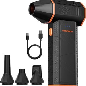 WOLFBOX MF50: soplador de aire comprimido eléctrico de gran potencia (110000 rpm), mini soplador ajustable con 3 velocidades y carga rápida, ideal para ordenadores, teclados, el hogar, exteriores y el coche