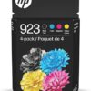Cartuchos de tinta HP 923 (negro, cian, magenta y amarillo) (paquete de 4) | Compatibles con las series de impresoras: OfficeJet 8120, OfficeJet Pro 8130 | Compatibles con Instant Ink | 6C3Y6LN