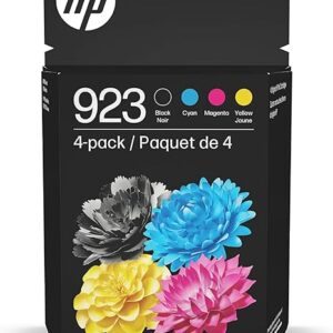 Cartuchos de tinta HP 923 (negro, cian, magenta y amarillo) (paquete de 4) | Compatibles con las series de impresoras: OfficeJet 8120, OfficeJet Pro 8130 | Compatibles con Instant Ink | 6C3Y6LN