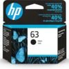 Cartucho de tinta negra HP 63 | Compatible con DeskJet 1112, 2130, 3630; Envy 4510, 4520; OfficeJet 3830, 4650, serie 5200 | Compatible con Instant Ink | F6U62AN