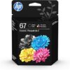 Cartuchos de tinta HP 67 negro/tricolor (paquete de 2) | Compatibles con DeskJet 1255, 2700, 4100, Envy 6000, 6400 | Elegibles para Instant Ink | 3YP29AN | El embalaje puede variar.