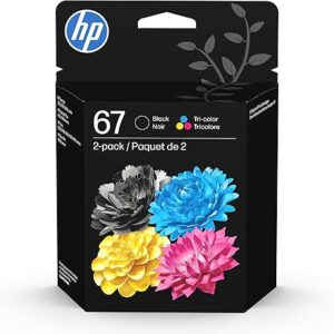 Cartuchos de tinta HP 67 negro/tricolor (paquete de 2) | Compatibles con DeskJet 1255, 2700, 4100, Envy 6000, 6400 | Elegibles para Instant Ink | 3YP29AN | El embalaje puede variar.