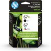 Cartuchos de tinta originales HP 67 tricolor / 67XL negro (paquete de 2) | Compatibles con las series DeskJet 1255, 2700 y 4100, y las series Envy 6000 y 6400 | Compatibles con Instant Ink | 3YP30AN