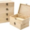 Lote de 6 cajas de madera sin tratar con tapa, cajas de madera para manualidades y proyectos de bricolaje (21 x 15 x 7 cm)