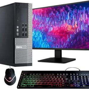 Ordenador de sobremesa Dell Optiplex 9020, procesador Intel Quad-Core i5, disco duro de 500 GB, 8 GB de RAM DDR3, WiFi, monitor de 20 pulgadas, paquete de productividad RGB, Windows 11 Pro (renovado)